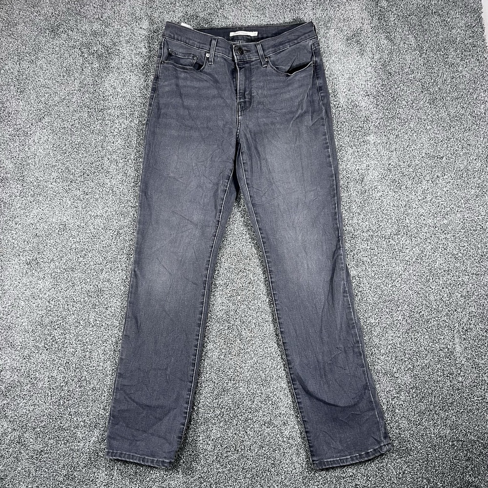 Levis Classic Straight Jeans Womens 6 W28 L30 Gray Black Denim Pants Mid Rise